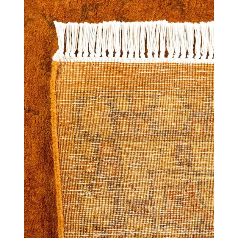 Overton Hand Knotted Wool Vintage Inspired Modern Contemporary Overdyed Gold Area Rug - 6' 1" x 9' 5"