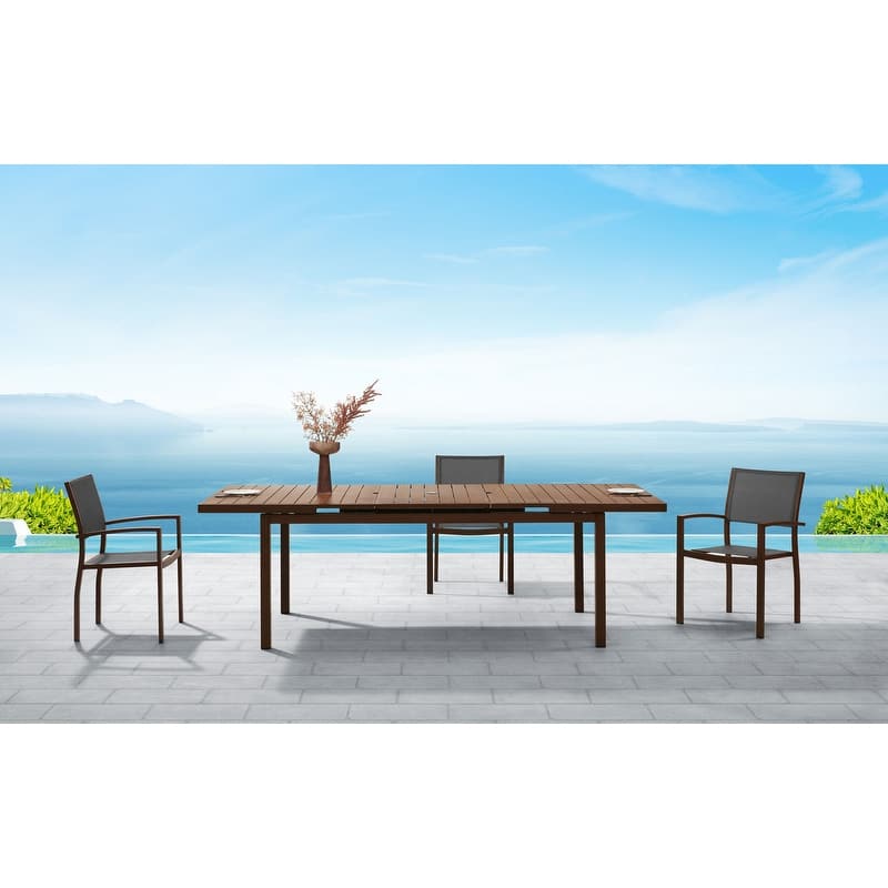HIGOLD Carlo Extendable Outdoor Dining Set for 8 Persons, with Umbrella Hole