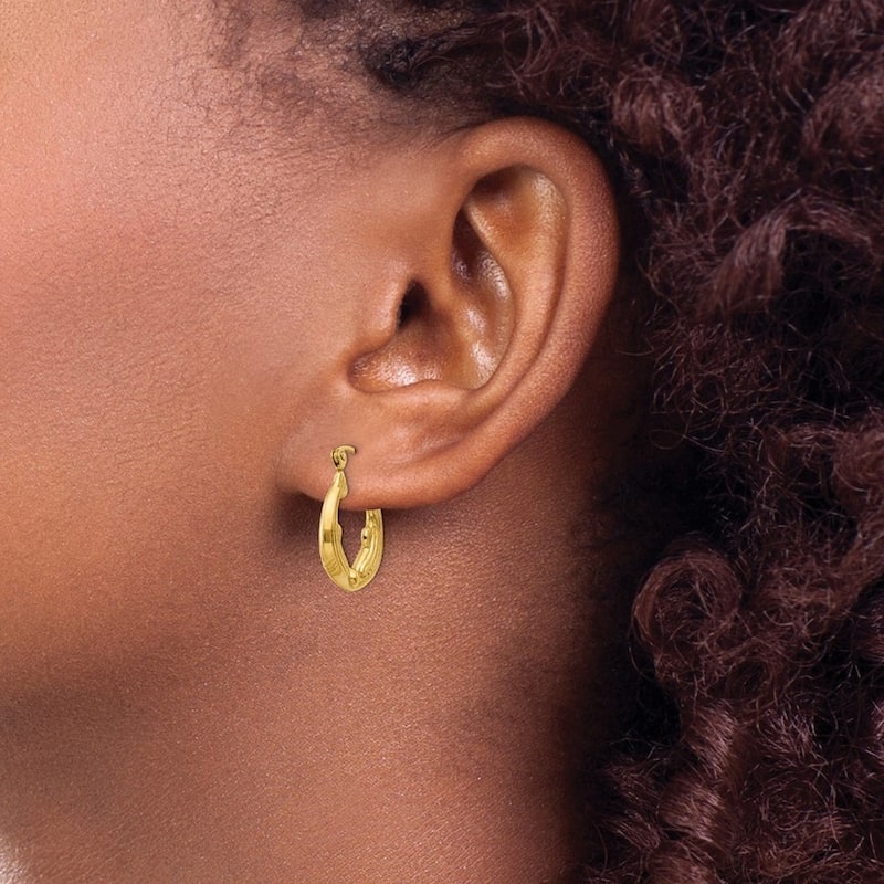 Curata 14k Yellow Gold Small Dolphin Hoop Earrings - 10x3mm