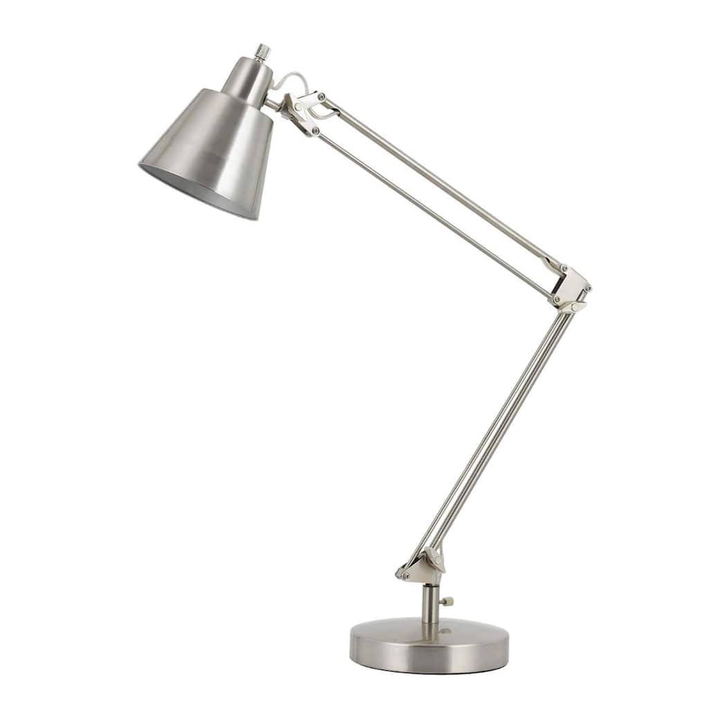 27" Nickel Table Lamp with Swivel Arm and Cone Shade and Dimmable Task for Office or Bedroom - 27" H x 7" W x 23.5" D