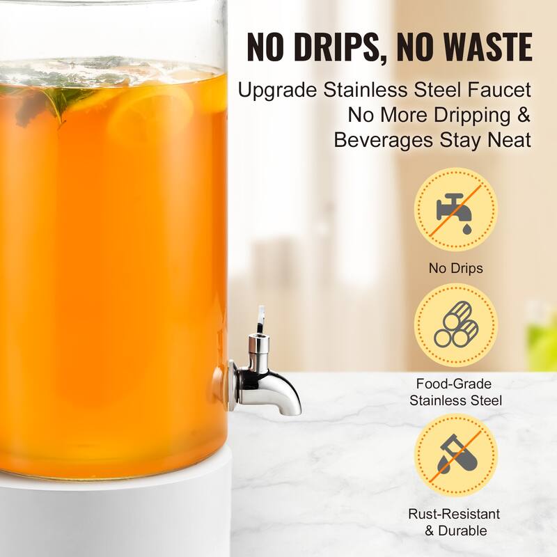 Beverage Dispenser with Spigot and Lid, Iced Tea Lemonade Juice Water Dispenser