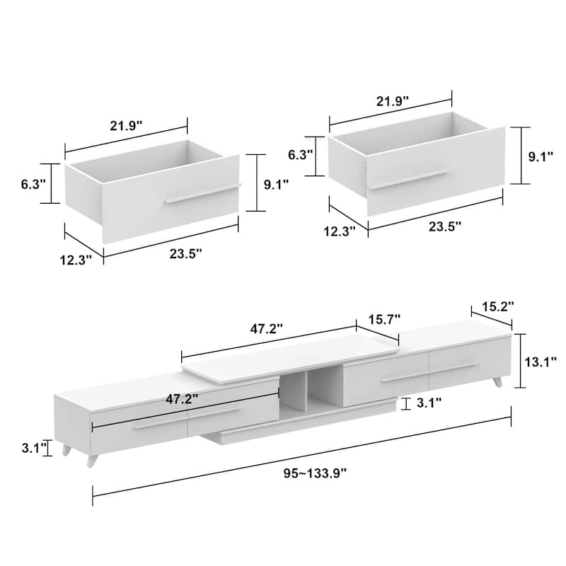 Entertainment TV Stand up to 50-85 inch TV Extendable TV Stand Drawer