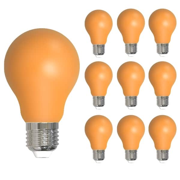 Satco 8W A19 Ceramic Green LED Bulb – Medium E26 Base, 60W Equivalent, Dimmable, 120V, 15000 Hour Life, Damp Rated