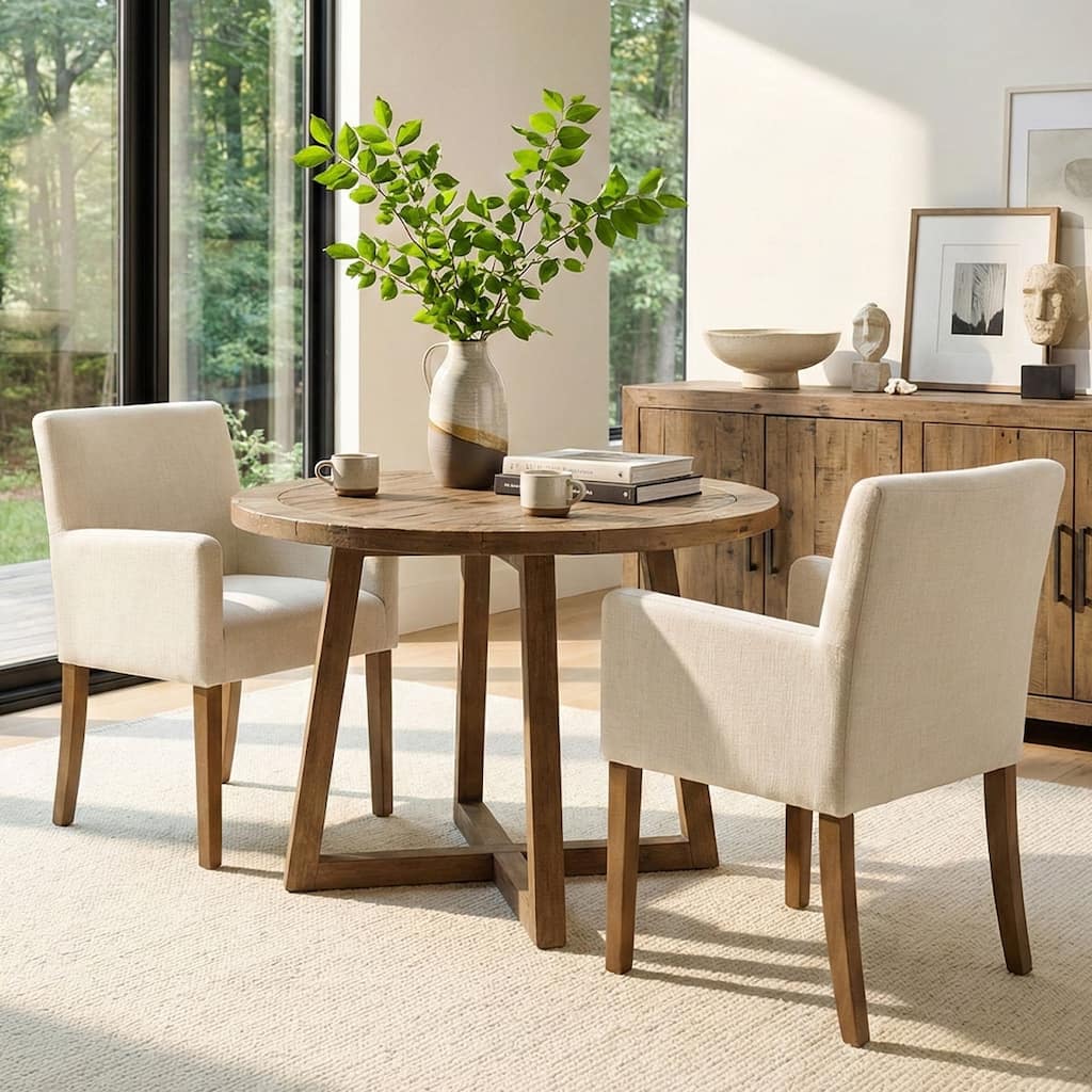 Linen Upholstered Armchair(Set of 2)