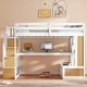preview thumbnail 11 of 15, Full Size Loft Bed with Desk and Shelves,Two Drawers,Storage Staircase Natural+White