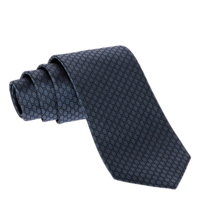 Gucci GG Silk Jacquard Tie - Blue + Black
