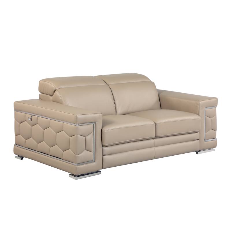 Top Grain Italian Leather Loveseat - Beige