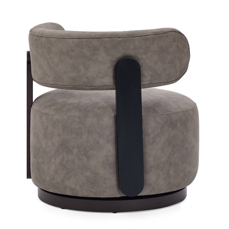Christopher Knight Home -Modern PU Upholstered Swivel Club Chair with Wooden Base