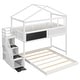 preview thumbnail 17 of 15, Twin Over Full Bunk Bed with Storage Staircase and Blackboard, White