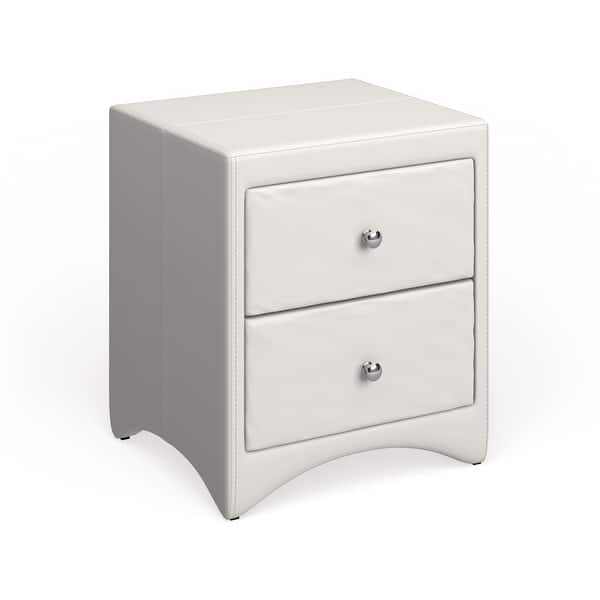 Shop Black Friday Deals On Baxton Studio Dorian White Faux Leather Upholstered Modern Nightstand Overstock 20543547