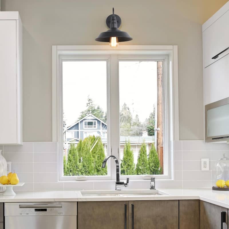 Modern Farmhouse 1-Light Warehouse Wall Sconce Rustic Wall Lamp Lighting for Dining Room - W 10.2"x H 9"x E 13.4"