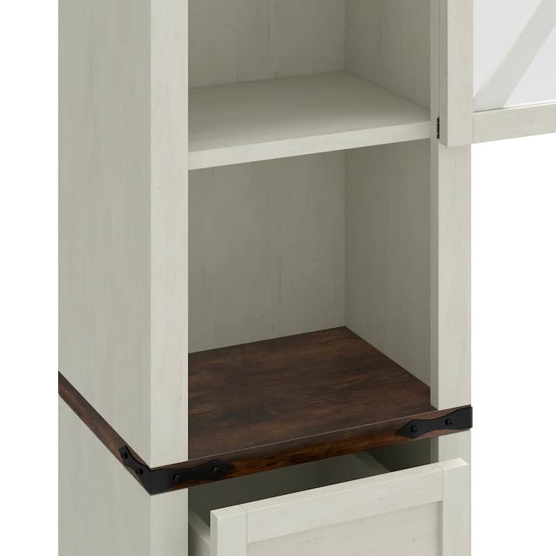 Moasis Farmhouse 67" Tall Linen Tower Bathroom Cabinet with 3 Drawers