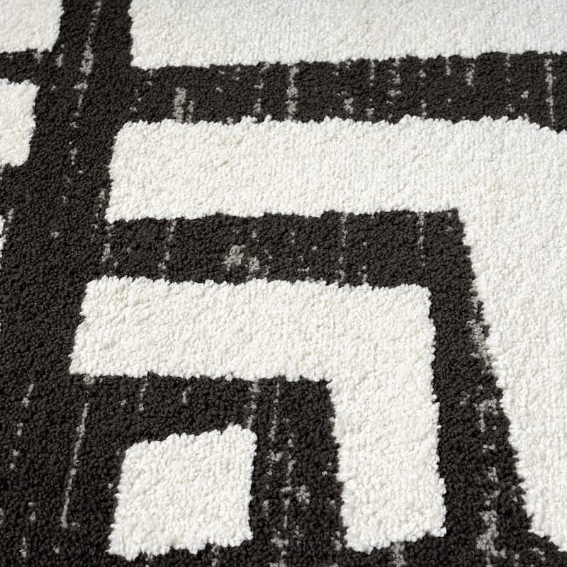 Abani Rugs Nomad Collection NOM130A Cream Grey Box Pattern Geometric Area Rug