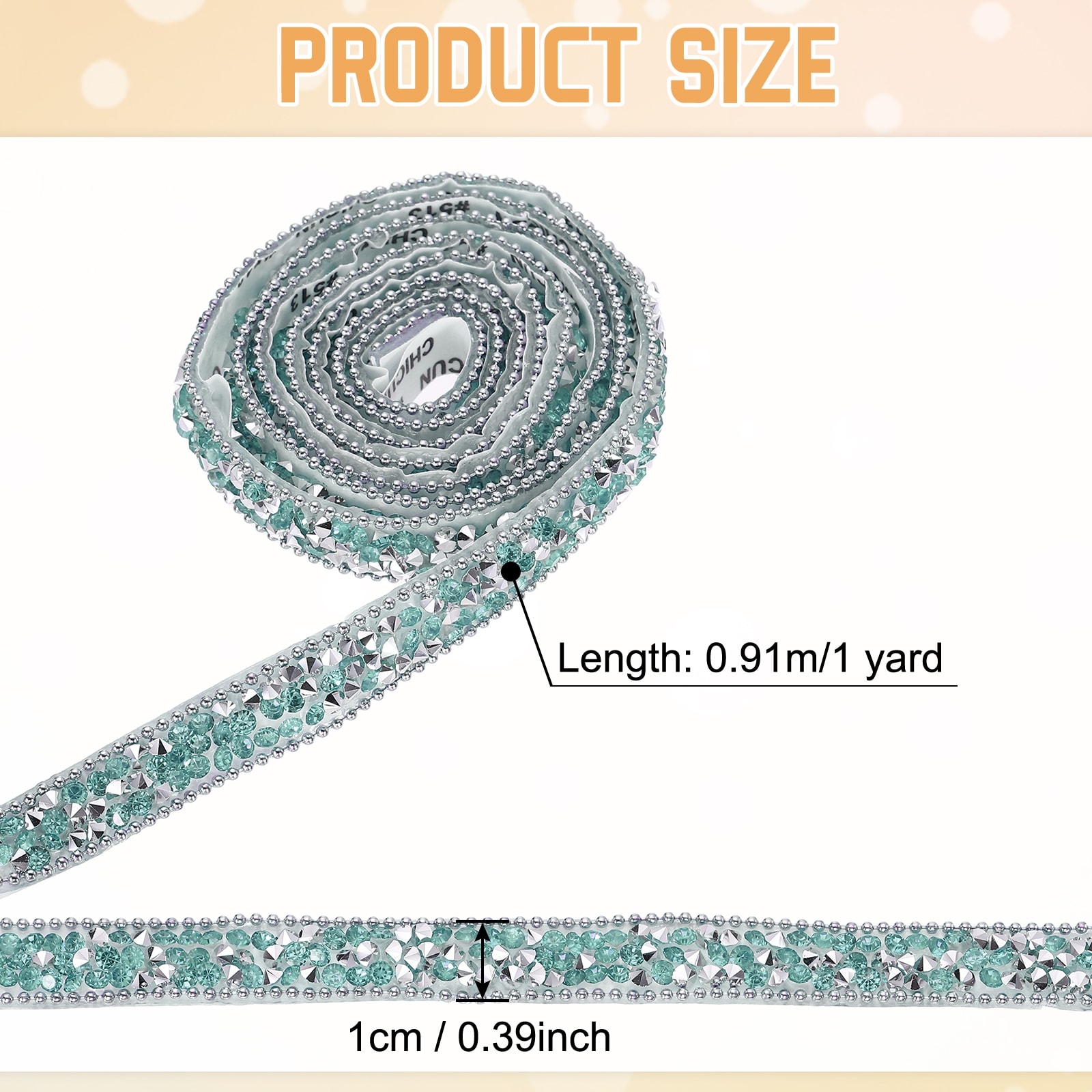 Crystal Rhinestone Ribbon, Self Adhesive Ribbon Strips Bling Artificial Gem Stone Beaded