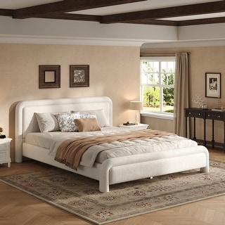 Christopher Knight Home - Boucle Upholstered Platform Bed Frame with ...