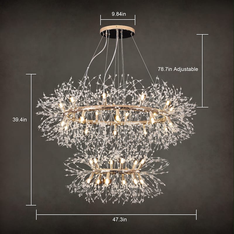 2-Tiers Firework Sputnik Wagon Wheel Crystal Chandelier
