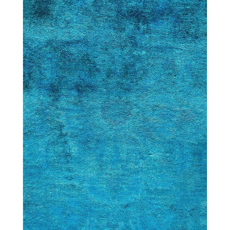 Overdyed, One-of-a-Kind Hand-Knotted Area Rug - Blue - 10' 3" x 14' 0"