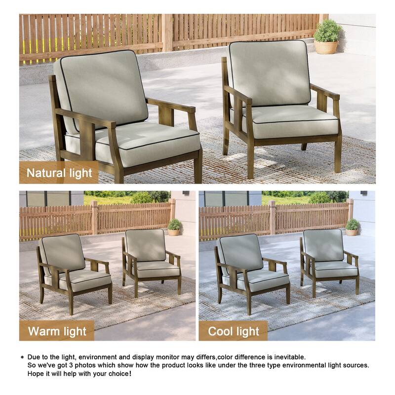 2 Set Outdoor Patio Club Chair with Cushion Patio Arm Lounge Chair