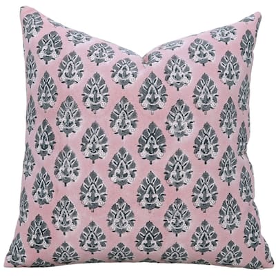 Cotton Farmhouse Block print pillow Cover Betal Leaf