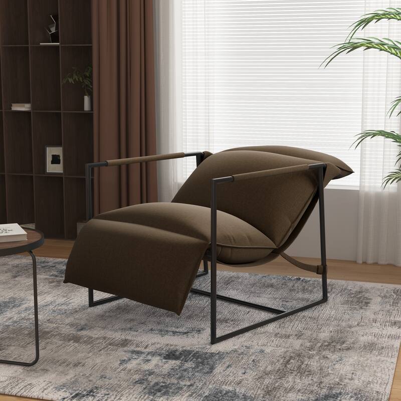 Metal Framed Sling Accent Chair with Bag Cushion - Brown