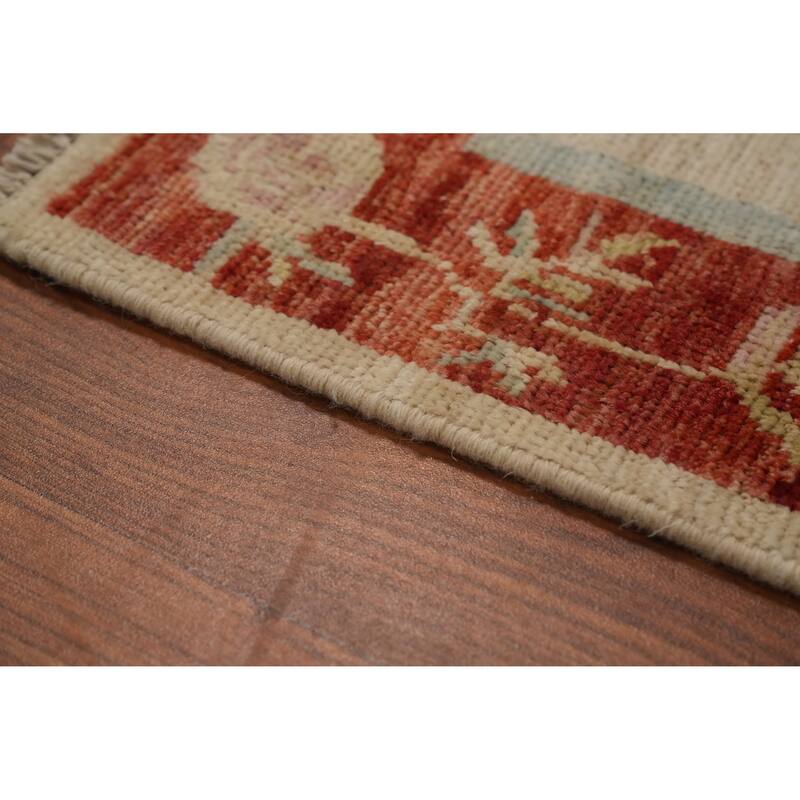 Hand Knotted Oriental 100% Wool Carpet Traditional Floral Beige & Ivories Art Deco Area Rug - 6' 1'' X 2' 7''