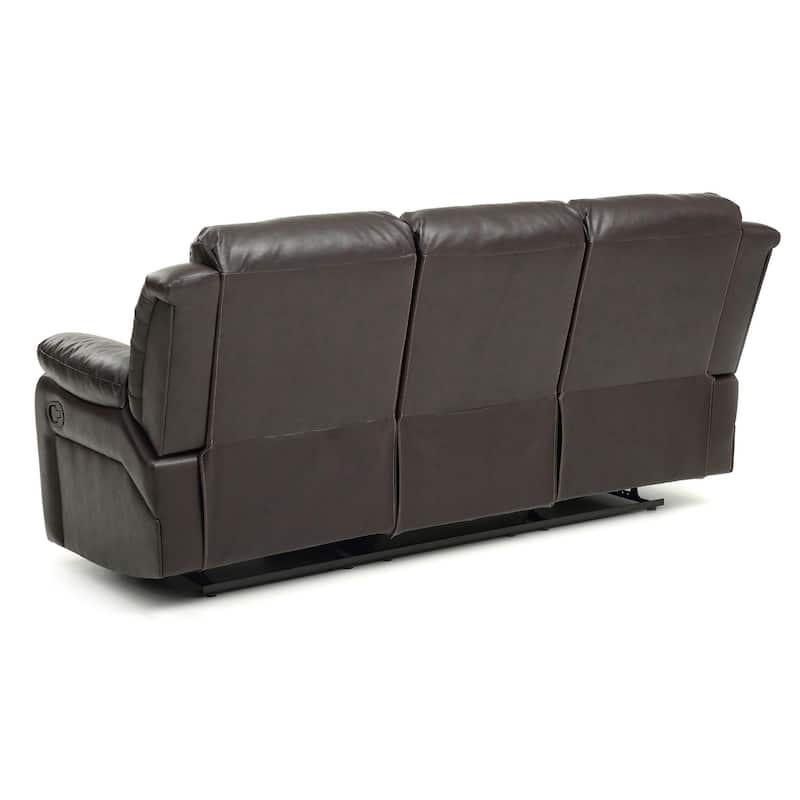 Channel Tufted Faux Leather Straight Reclining Sofa - 85" - Dark Brown