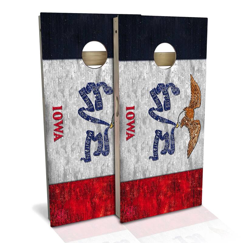 Iowa Flag Outdoor Cornhole Board Set - Premium 2x4 - Include Carrying Case