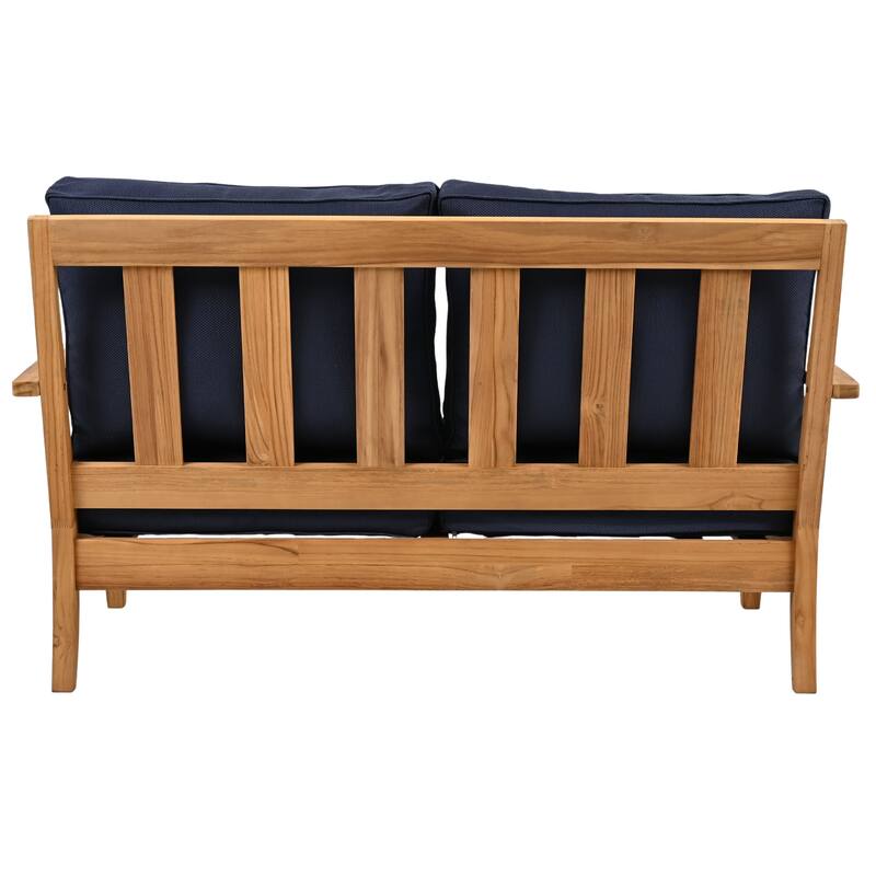 SAFAVIEH Couture Martinique Wood Patio Loveseat - 56"W x 35"D x 32"H