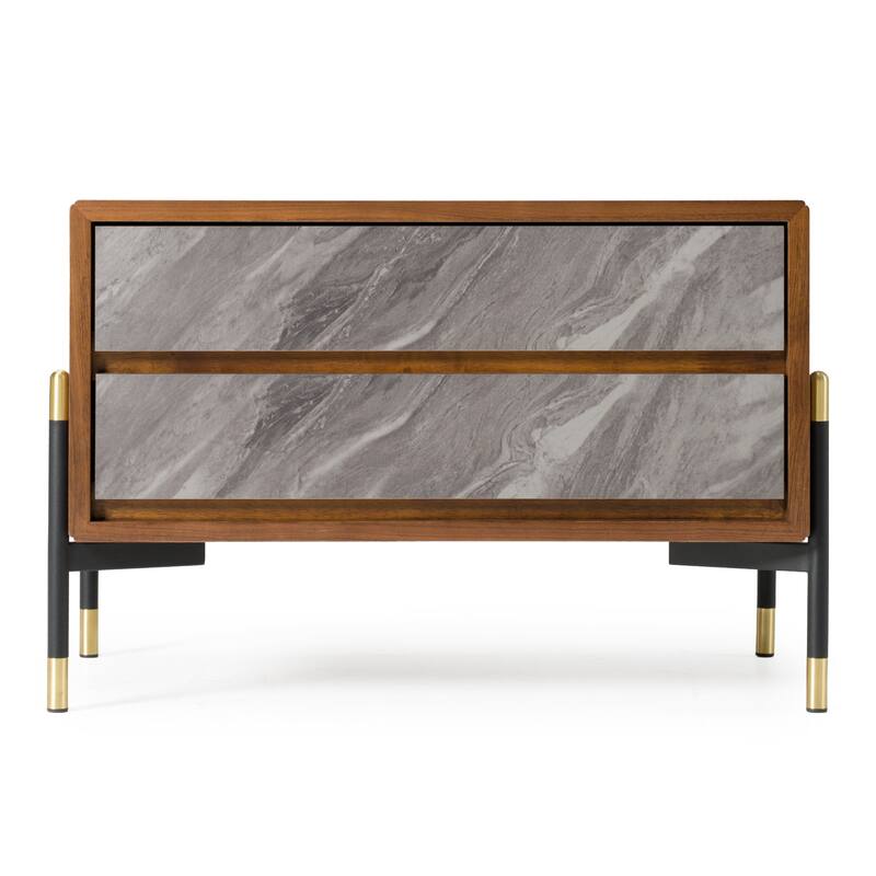 Nova Domus Metcalf Mid-Century Walnut & Grey Nightstand