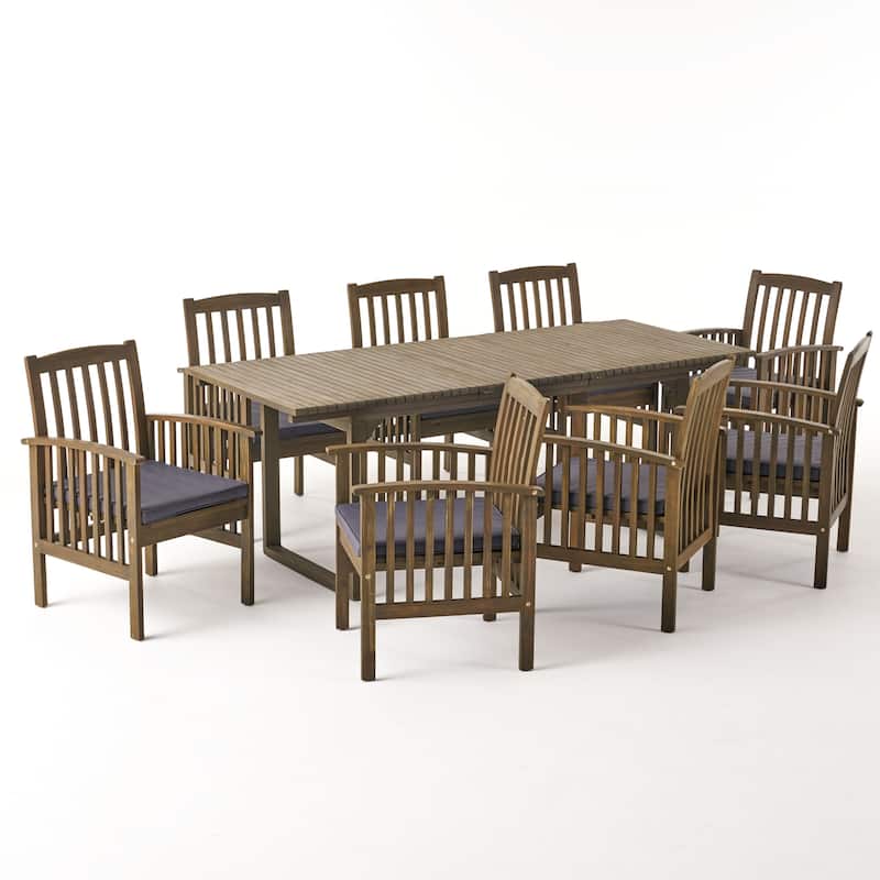Sorrento Acacia Wood 9-piece Expandable Table Outdoor Dining Set by Christopher Knight Home