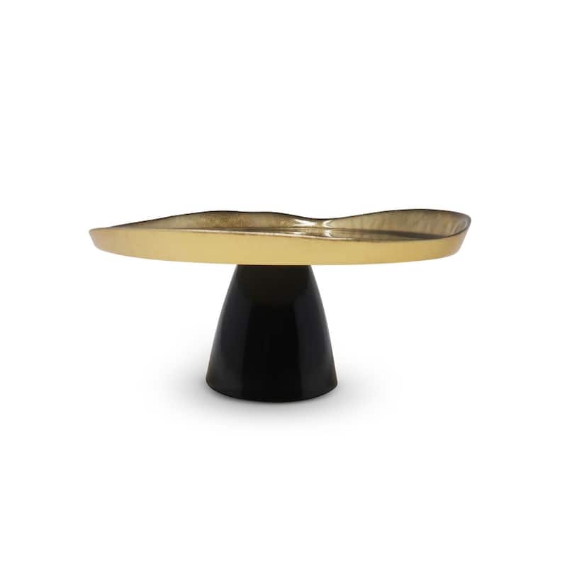 Organic Shaped Footed Cake Plate with Gold