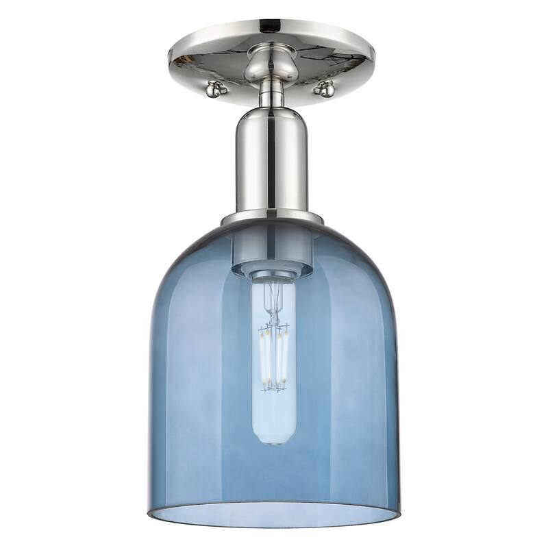 Innovations Lighting 716-1C-11-6 Bella Semi-Flush Bella 6" Wide - Polished Nickel / Blue