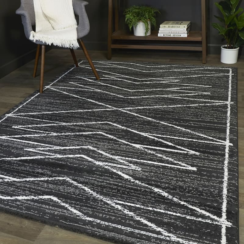 Laurent Distressed Modern Area Rug - 5'3" x 7' - Charcoal - Rectangle