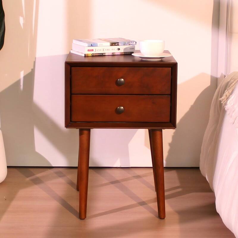 Nightstand with 2-Drawers, Small Side End Table with Storage