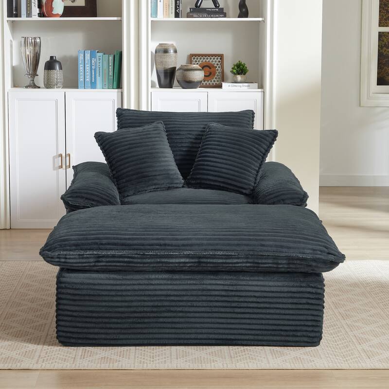 51.97" Modern Comfortable Cushioned Compression Single Sofa with Footrest