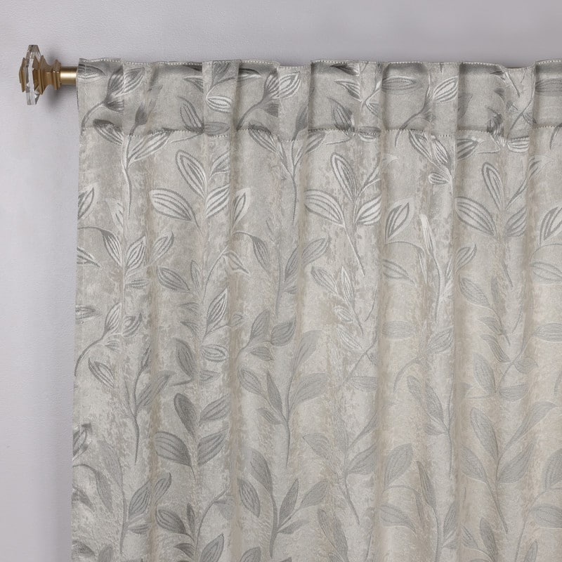 Superior Leaves Machine Washable Room Darkening Curtains with Back Tabs, Set of 2