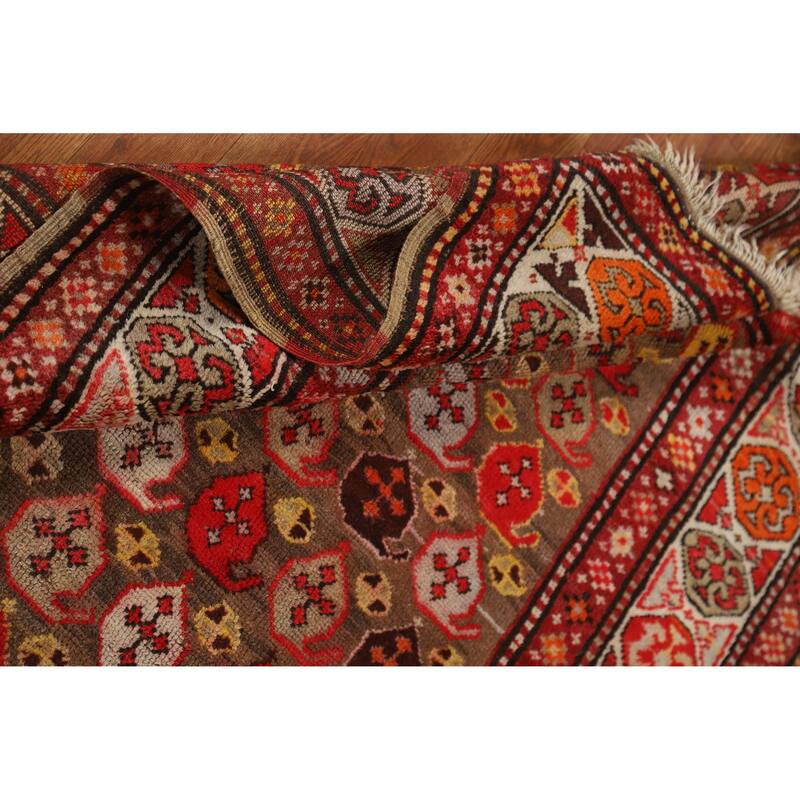 Pre-1900 Antique Vegetable Dye Kazak Runner Wool Carpet - 3'9" x 10'0"