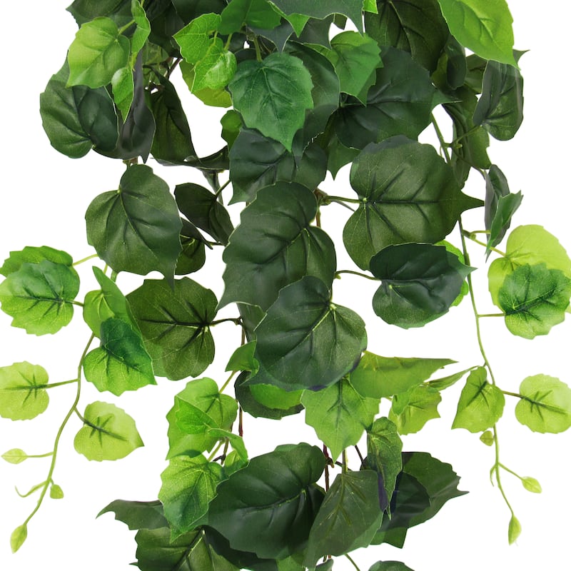 Artificial Cottonwood Ivy Leaf Vine Hanging Plant Greenery Foliage Bush 32in - 32" L x 12" W x 6" DP