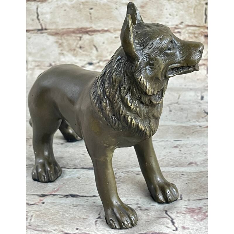 German Shepherd Puppy Imitative Dog Bronze Figurine Figure Sculpture Collectible 6 Inches X 9 Inches