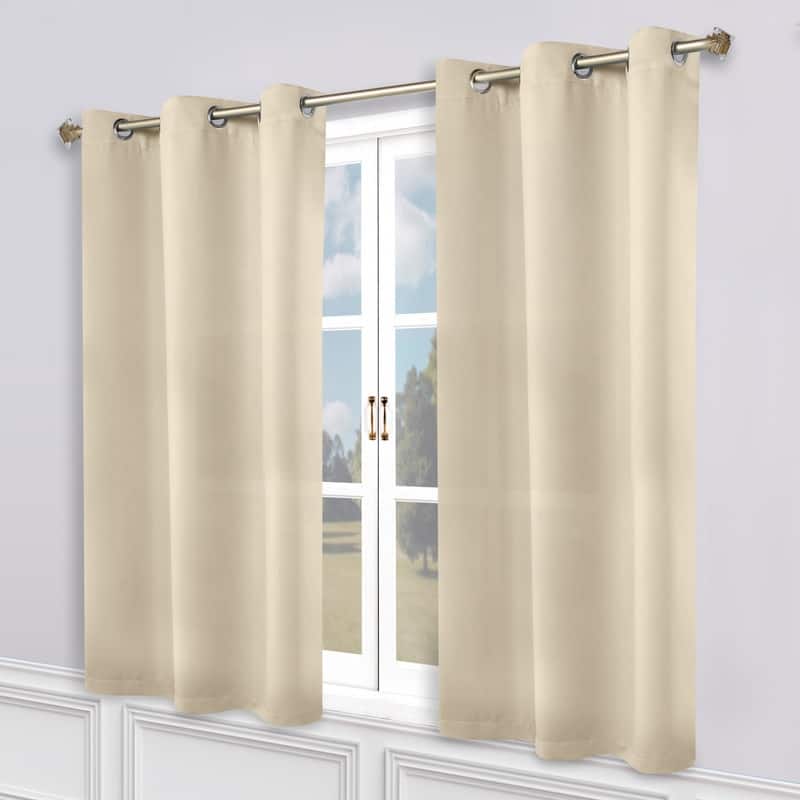 Superior Modern Solid Washable Room Darkening Curtains, Set of 2 Panels - 2PC- 52" x 63" - Ivory