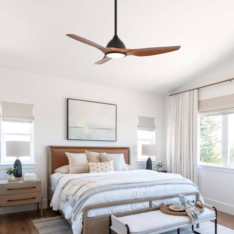 52 Inch Smart Ceiling Fan with Light Dimmable LED Ultra Quiet DC Motor for Large Rooms