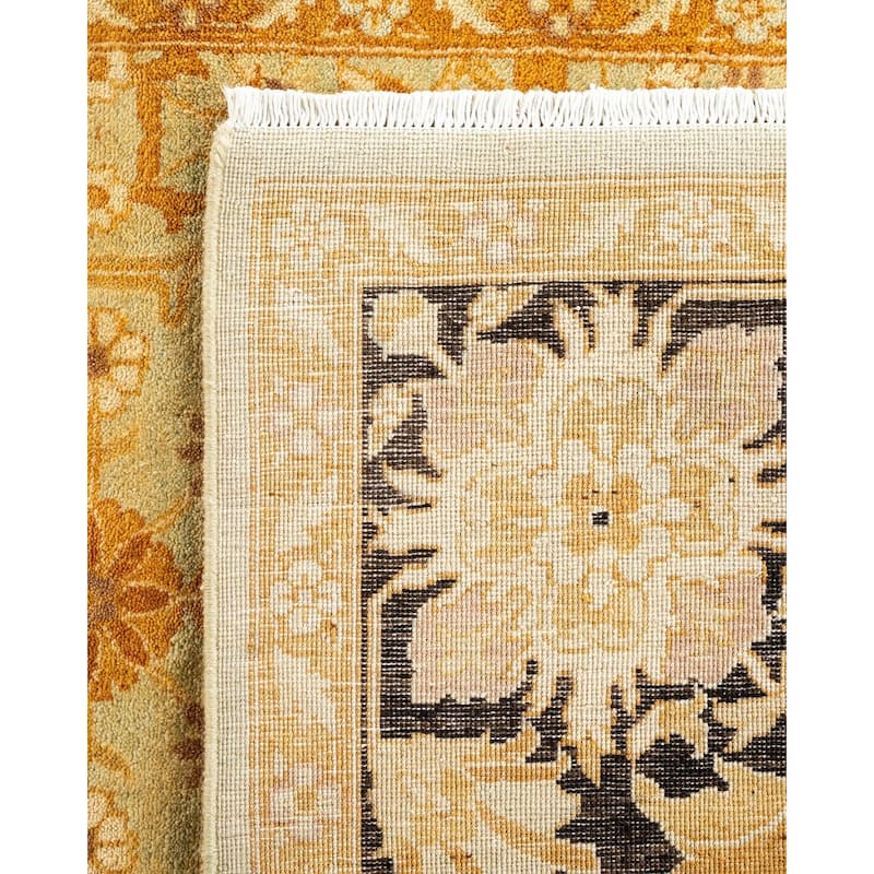 Overton Hand Knotted Wool Vintage Inspired Traditional Ottoman Yellow Area Rug - 4' 3" x 6' 4"