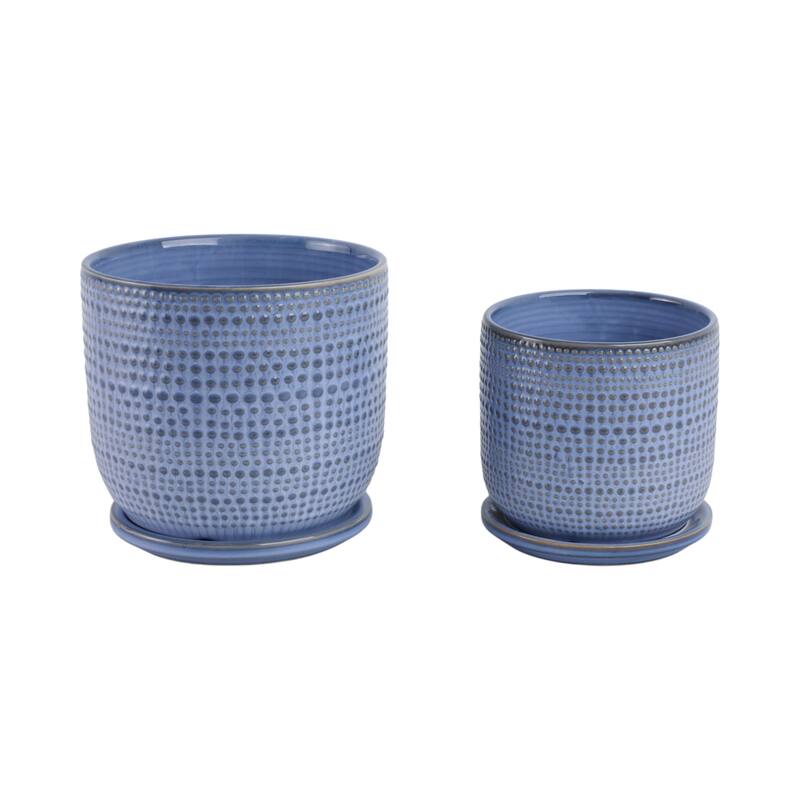 Ceramic Circular Saucer Planters Set of 2 - 6/8 in.