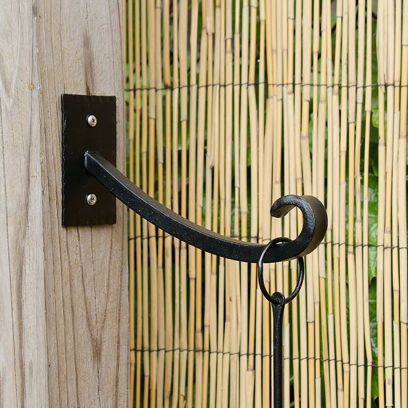 Achla Designs Set of 2 Lodge Up Curled Brackets w/Multiple Hooks, 7.75 Inch Long, Black Powder Coat Finish
