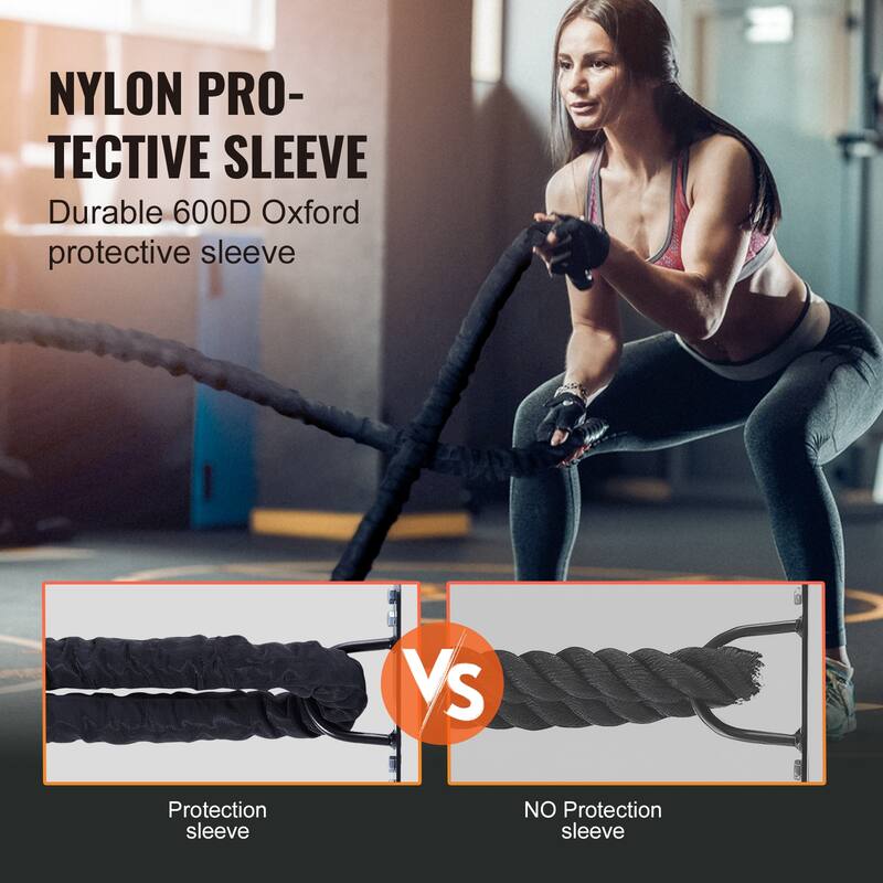 Battle Rope, 1.5 Inch Diameter Polyester Exercise Rope, Battle Exercise Equipment, Heavy Weighted Rope for Home Gym