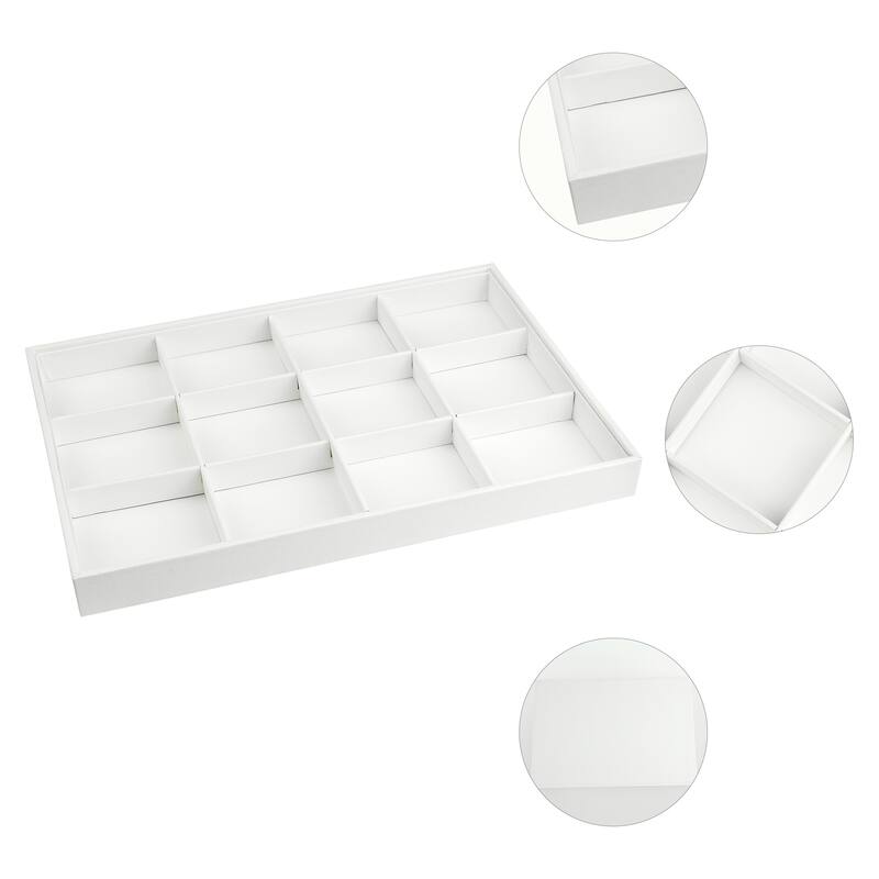 PU Leather Jewelry Organizer Trays with Removable Dividers for Drawers, Jewelry Organizer Drawer Inserts Display Case Storage - 12 Grid Tray