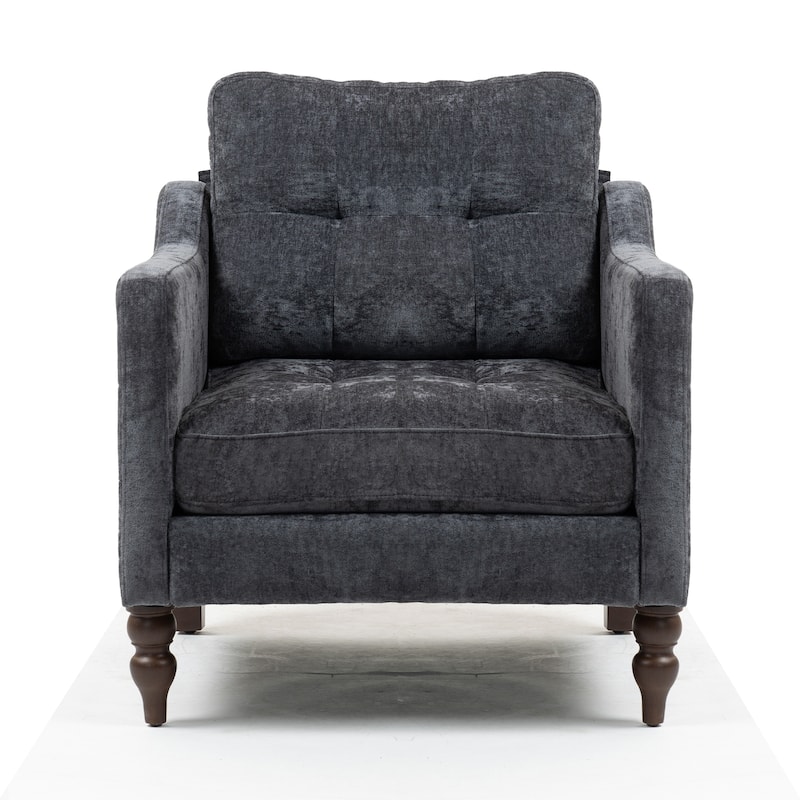 Retro Chenille Accent Sofa Chair with USB Charging Port