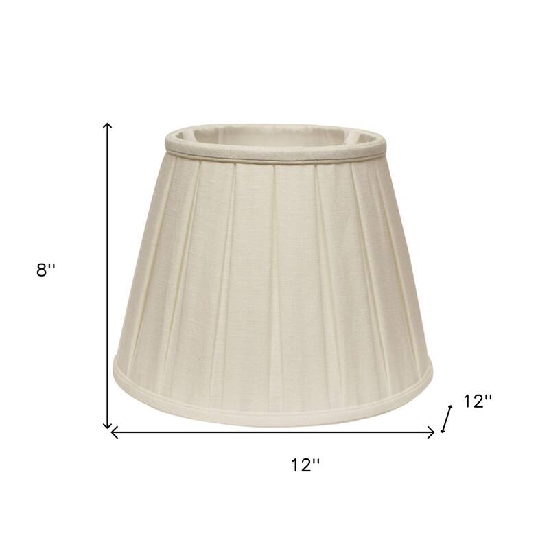 HomeRoots 12" White Slanted Linen Lampshade with Box Pleat - 12