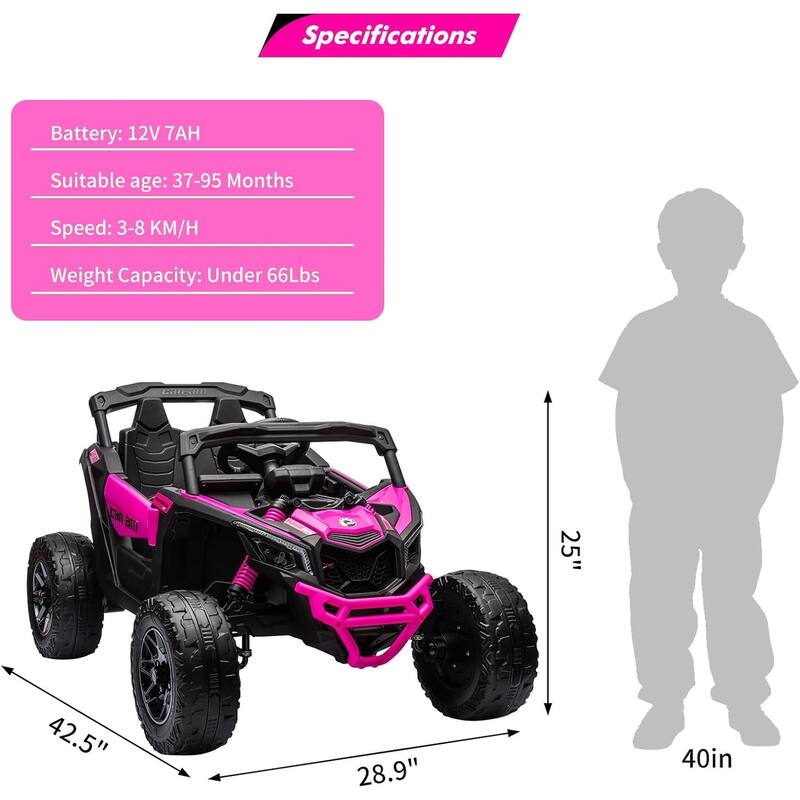 12V Ride on UTV Car, Licensed Can-Am Electric Off-Road Car, Ride on Truck Car for Kids