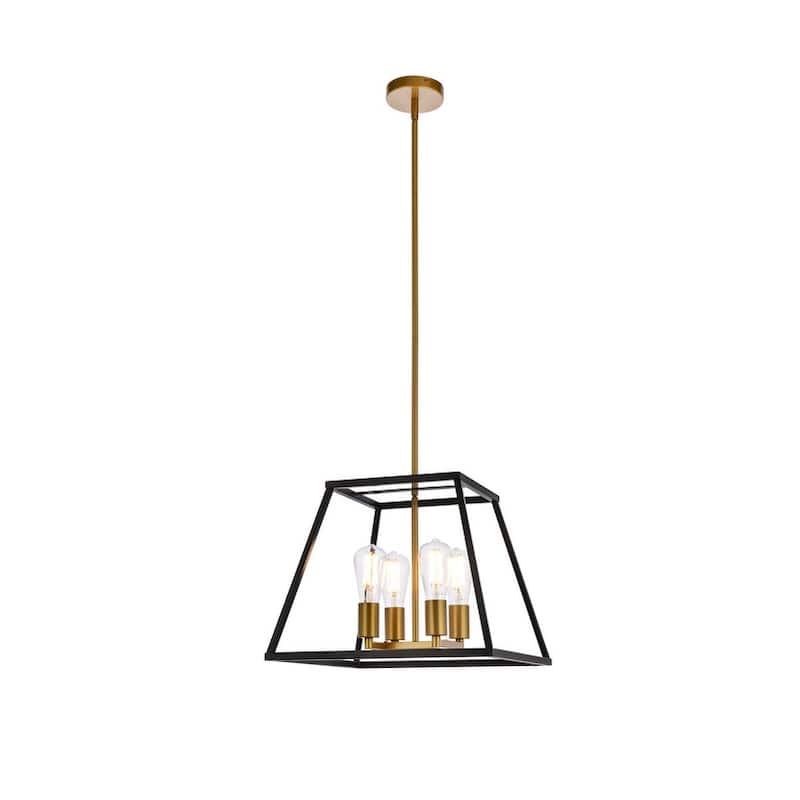 Darcey 16 inch Pendant - N/A - Black and Brass